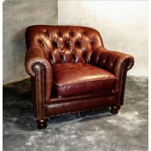 Elevate Your Living Space With This Timeless Chesterfield Sofa and Matching Club Chair Set. For Sale - Image 9 of 12