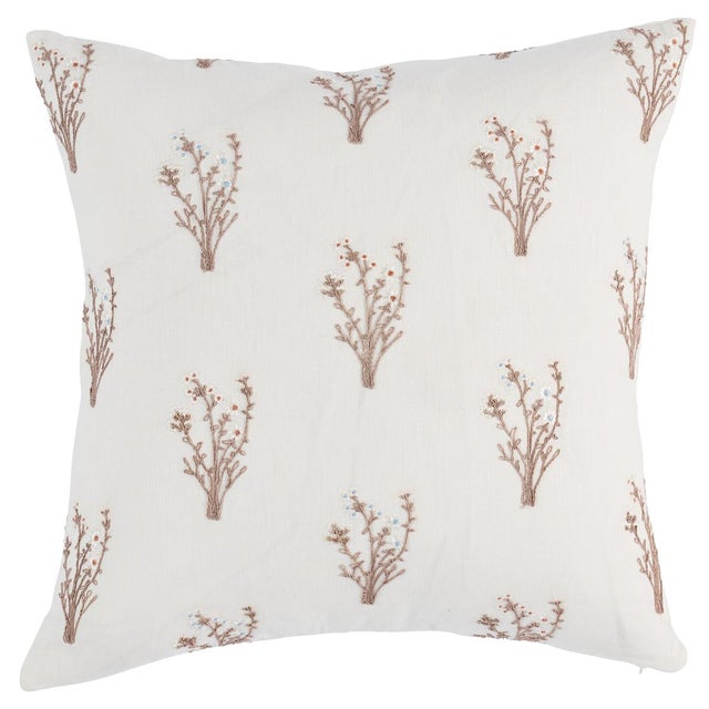 Mid-Century Modern Schumacher x Johnson Hartig Stora Embroidery 22" Pillow in Ivory For Sale - Image 3 of 3