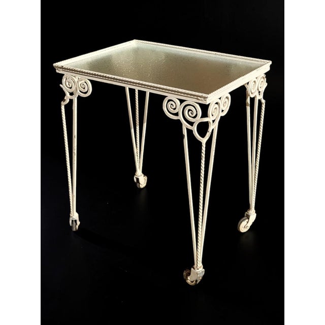 Mid-Century Modern Art Deco Style Wrought Iron Serving Cart, 1950s For Sale - Image 3 of 7