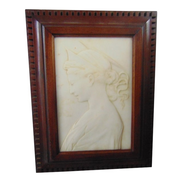 19th Century St Cecelia Carved Marble Plaque For Sale