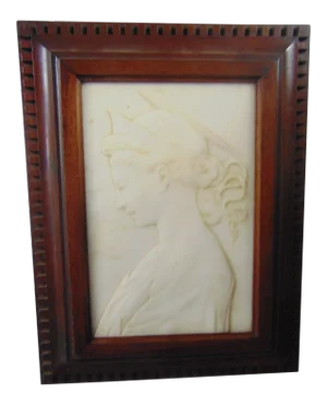 19th Century St Cecelia Carved Marble Plaque