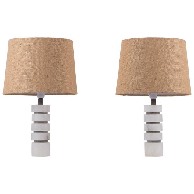 White Marble Table Lamps, Sweden, 1970s, Set of 2 For Sale - Image 8 of 8