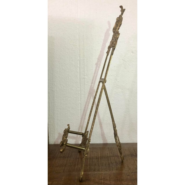 1970s Vintage Solid Brass Ornate Gold Tabletop Easel Painting Picture Plate Holder For Sale - Image 5 of 11