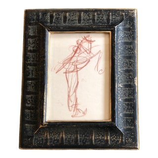 Vintage Original Sepia Abstract Figure Study Drawing Framed For Sale