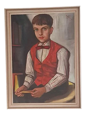 Boy with Bow Tie Oil Painting, 1957