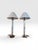 Coastal 1990s Pair of Ralph Lauren Home Adjustable Tubular Glass & Brass Table Lamps With Original Shades For Sale - Image 3 of 13