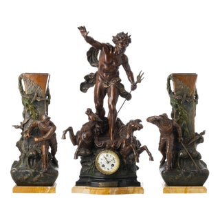 Neptuno Trim Table Clock from Louis & François Moreau, Set of 3 For Sale