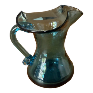 Rainbow Art Glass Hand-Blown Cerulean Blue Mini Pitcher / Creamer — Huntington, Wv, C. 1954–1973