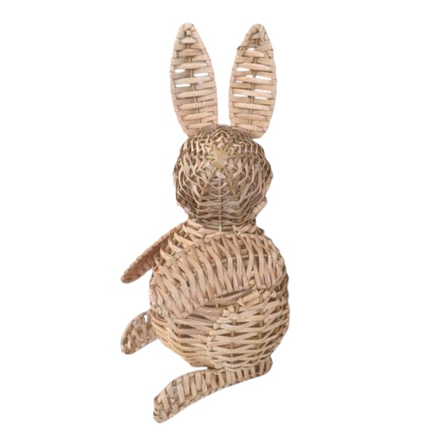 Crate & Barrel Woven Wicker Rattan Easter Bunny Rabbit For Sale - Image 4 of 11