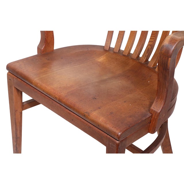 Mid 20th Century Oak Bank of England Jury Desk Office Chair by Gunlocke For Sale - Image 12 of 12