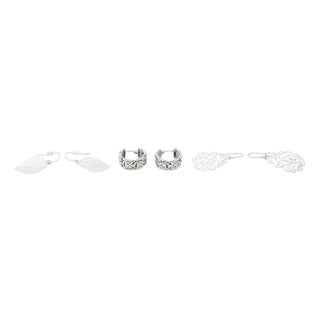 Modern White Gold Earrings Set, 3 Pairs For Sale