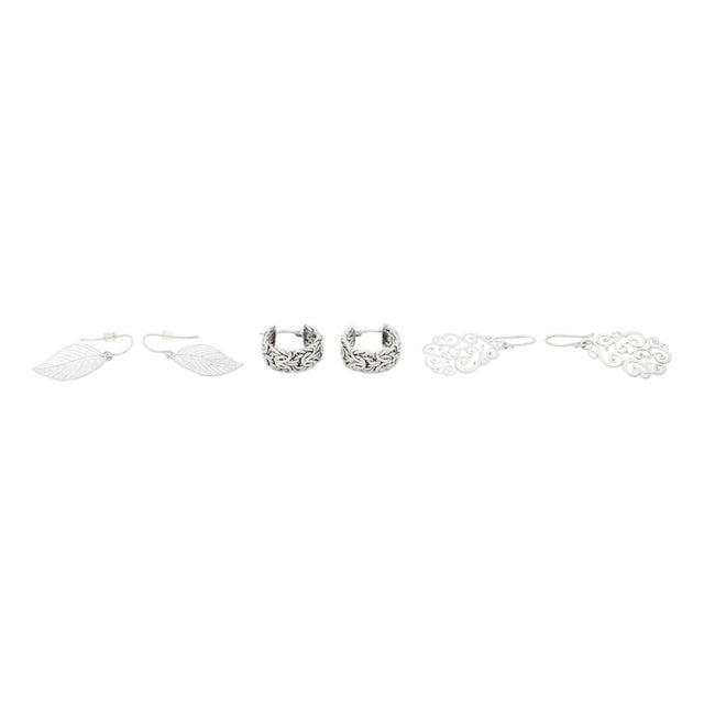 Modern White Gold Earrings Set, 3 Pairs For Sale