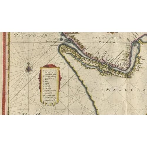 Strait of Magellan Map with Tierra Del Fuego from Blaeu, 1642 For Sale - Image 9 of 11