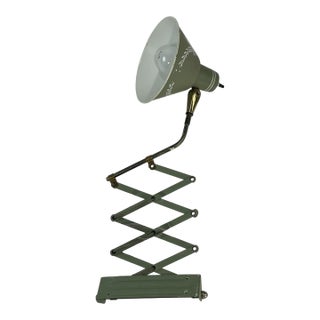 Vintage Mid-Century Modern Sage Green Tole Scissor Arm Wall Lamp For Sale