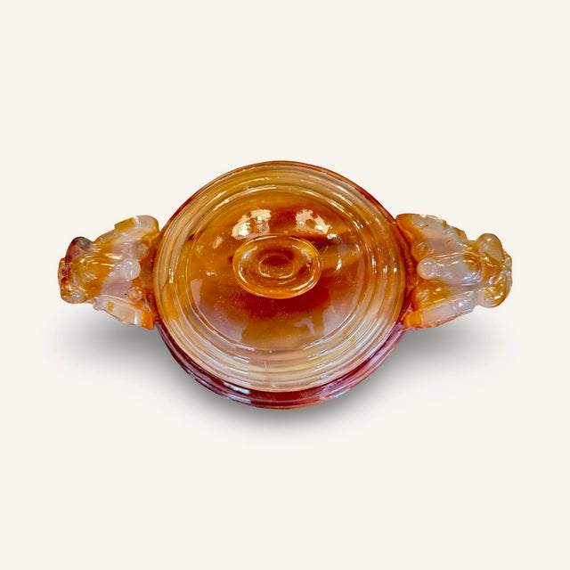 Late 19th Century 19th Century Carved Asian Carnelian (Agate) Vessel With Dragon Handles and Rings For Sale - Image 5 of 8