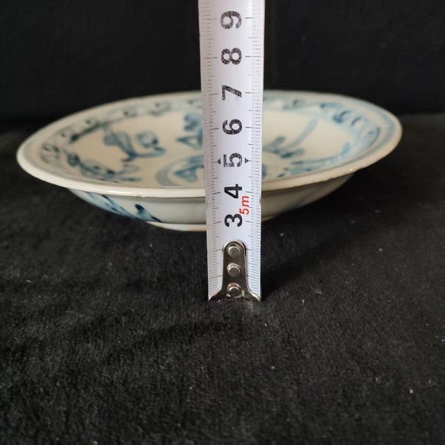Chinese Ceramic Plate,Blue and White Porcelain Plate Hand Painted Chinese Characters Pattern For Sale - Image 10 of 11