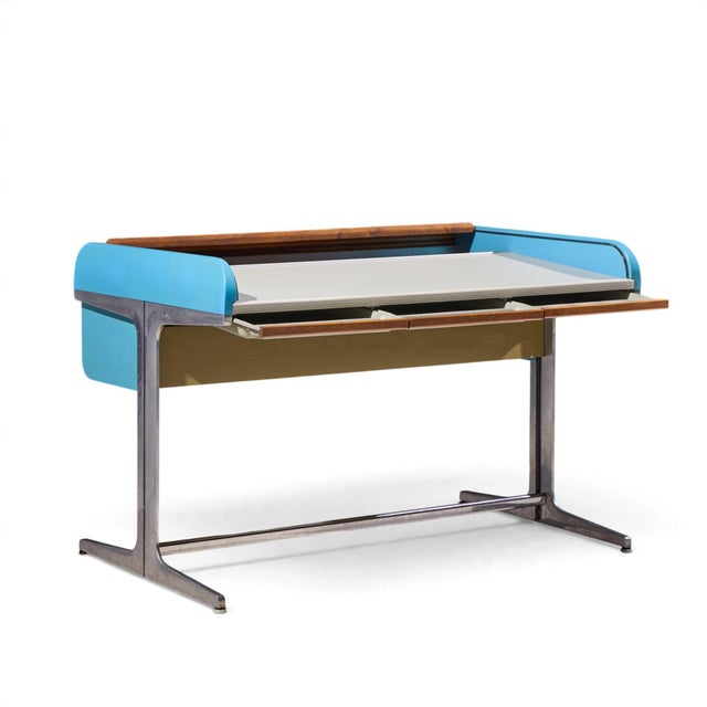 Wood George Nelson for Herman Miller Action Office Mid Century Rolltop Desk For Sale - Image 7 of 16