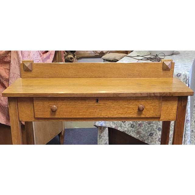 Antique Oak Arts & Crafts Mission Table For Sale - Image 9 of 12