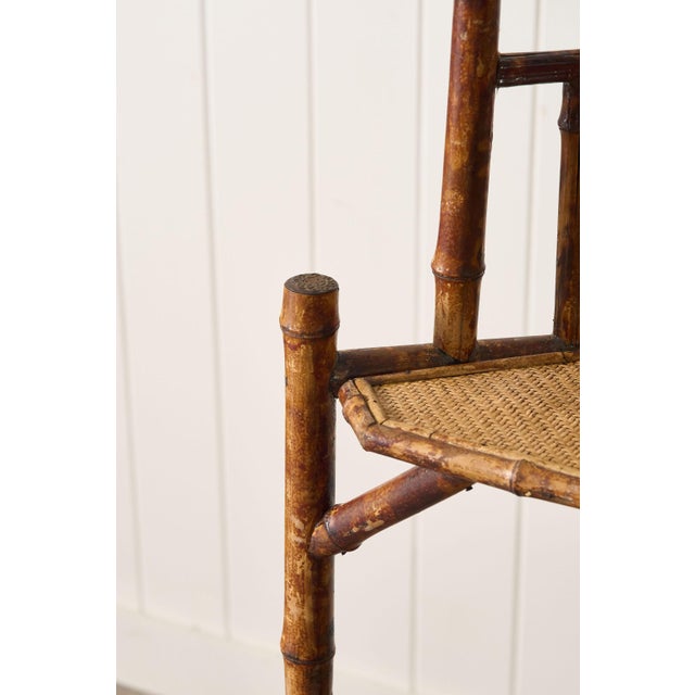 Wood 19th Century Three-Tier English Tiger Bamboo Corner Shelf For Sale - Image 7 of 9