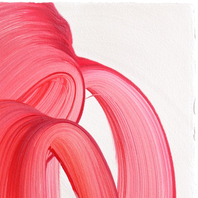 Avp_1632 - Original Red Abstract Acrylic Painting on Paper by Alex Voinea For Sale - Image 4 of 6