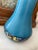 Beautiful moody European vase in a saturated medium tone blue. Saturated coloring with a beautiful floral band. Stamped on...