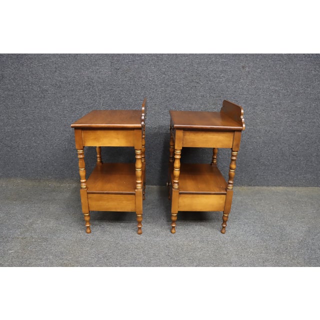 Pair of Hitchcock Maple Two-Drawer Side Tables With Stenciled Decoration For Sale - Image 12 of 12