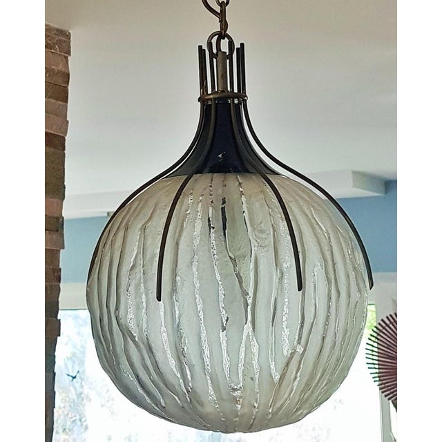 Metal Glass Ball Pendant Lamp by Angelo Brotto, Italy, 1960s For Sale - Image 7 of 18