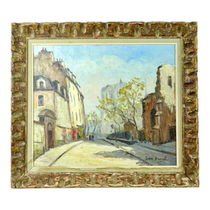 1930s Continental Street Scene by Jean Duval., Framed