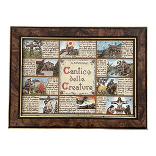 Vintage Framed Wood Canticle of the Creatures St. Francis Assisi. Italy For Sale