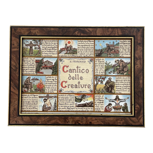 Vintage Framed Wood Canticle of the Creatures St. Francis Assisi. Italy