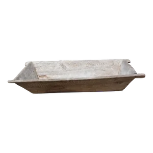 Antique Primitive Large Rectangle Weathered Wood Trencher / Dough Bowl Rustic Farmhouse