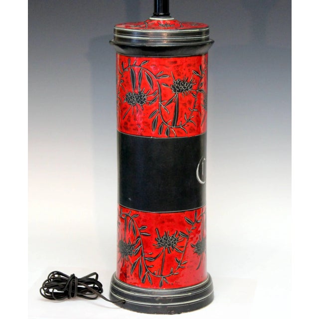 Mid-Century Modern Large Vintage Italian Art Pottery Apothecary Jar Lamp For Sale - Image 3 of 11