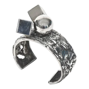 Modernist Brutalist Design Sterling Silver Cuff Bracelet by Rachel Gera