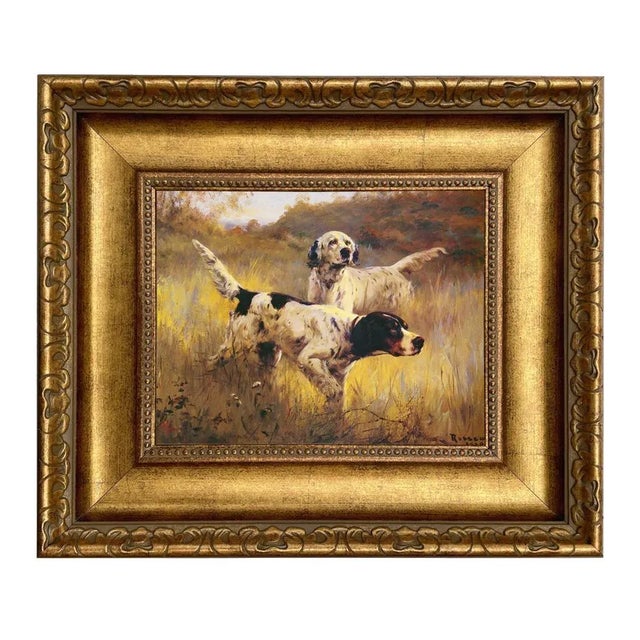 Not Yet Made - Made To Order "English Setters" Print on Canvas in Wide Antiqued Gold Frame- an 8" X 10" Framed to 14" X 16" For Sale - Image 5 of 5