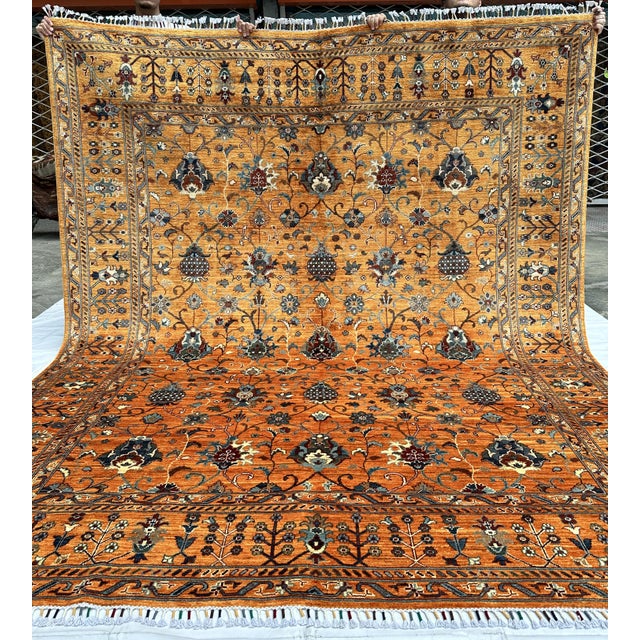 2000 - 2009 Rust Afghan Sultani Hand-Knotted Wool Rug - 9'8" X 8'1" For Sale - Image 5 of 14