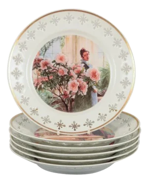 Porcelain Plates with Motifs with Carl Larssons Paintings from Bing & Grøndahl, 1960s, Set of 6