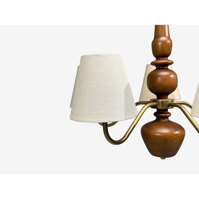 Hans Bergström Attr., Pendant Light, Brass, Wood, Sweden, 1920s For Sale In New York - Image 6 of 9