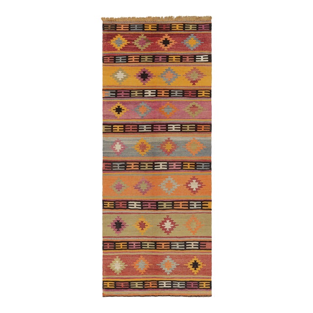 Vintage Orange and Purple Multicolor Wool Kilim Rug For Sale