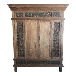 1990s Arte De Mexico Hand Crafted Wood Armoire For Sale