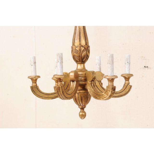 Mid 20th Century French 6-Light Gilt Chandelier For Sale - Image 4 of 11