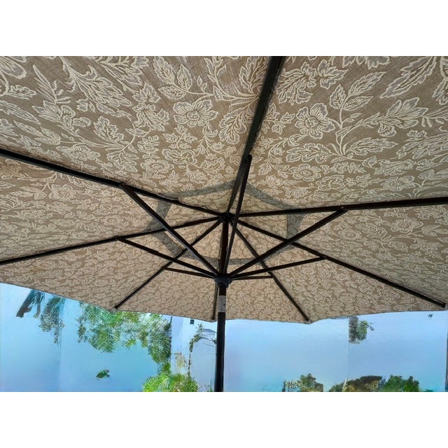 2020s Brown Jordan Roma Table Frame and Weighted Umbrella Base With Canvas Umbrella For Sale - Image 5 of 15