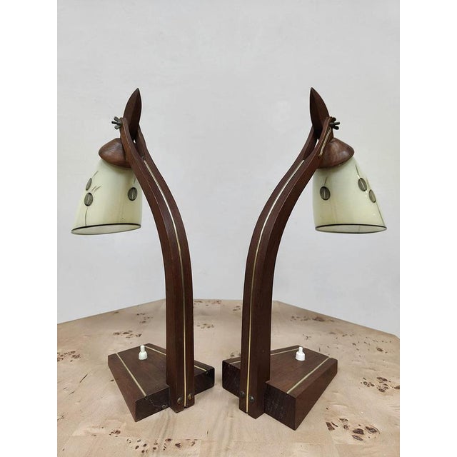 Mid-Century Modern Wooden Desk Lamps, 1940s, Set of 2 For Sale - Image 6 of 6