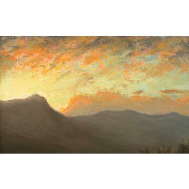 American Setting Behind the Ridge by Michael DeVore | Oil on panel Landscape with mountains at sunset For Sale - Image 3 of 4