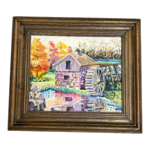 1970’s Original Impressionist Water Mill Landscape Painting
