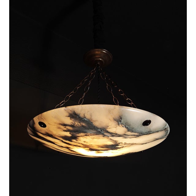 Alabaster Hanging Lamp, 1930s For Sale - Image 4 of 13