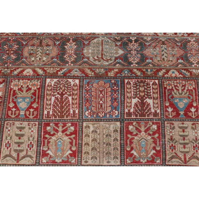 Square Size Persian Large Bakhtiari Rug With All-Over Garden Design in Muted Colors For Sale - Image 9 of 12