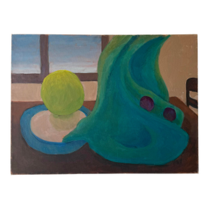 1980s Surreal Still Life Oil Painting