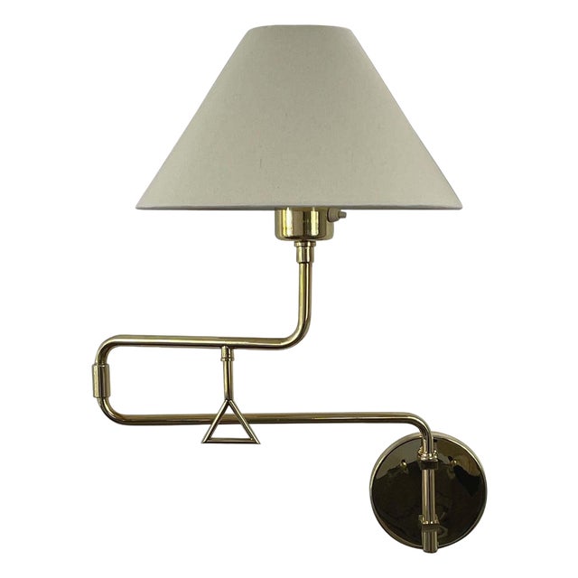 Articulating Brass Wall Light, 1950s For Sale