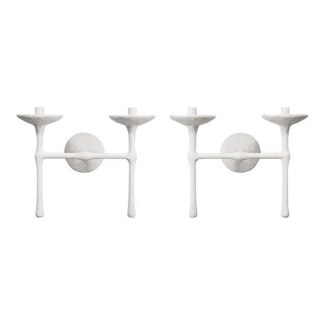 Bespoke Double-Arm Plaster Sconces - a Pair For Sale