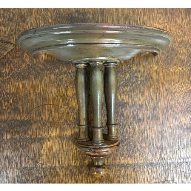 English Vintage Classic Colonial Revival Wooden Wall Shelves - Pair For Sale - Image 3 of 12